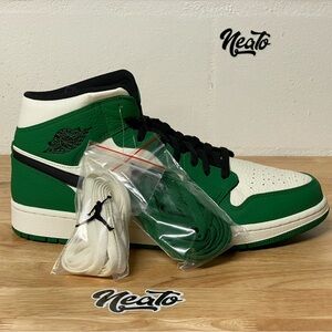 Jordan One Green and White High-Top Sneakers